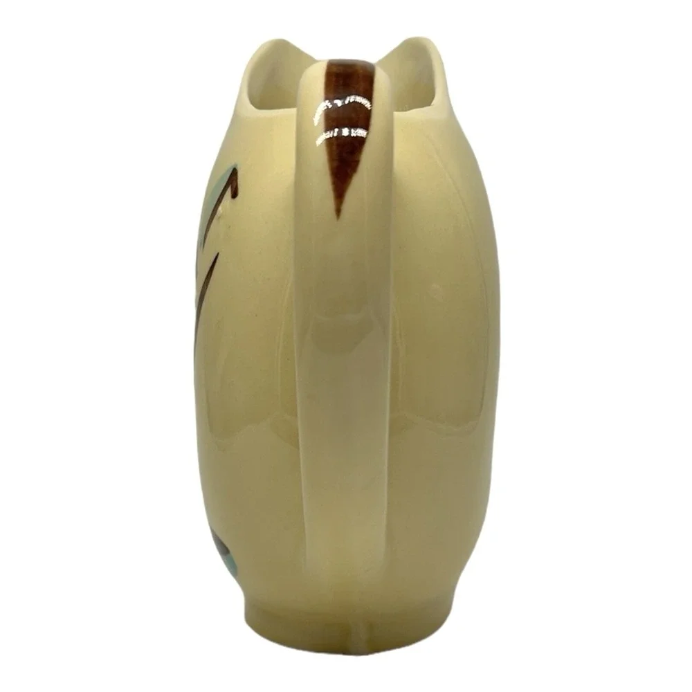 Vintage SHAWNEE Pottery Creamer Pitcher #35 Yellow Brown Blue Floral 6